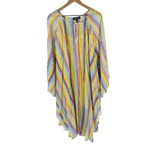 ModCloth Rainbow Stripe Sheer Overlay Kaftan Dress Size L NWT Pride Whimsical